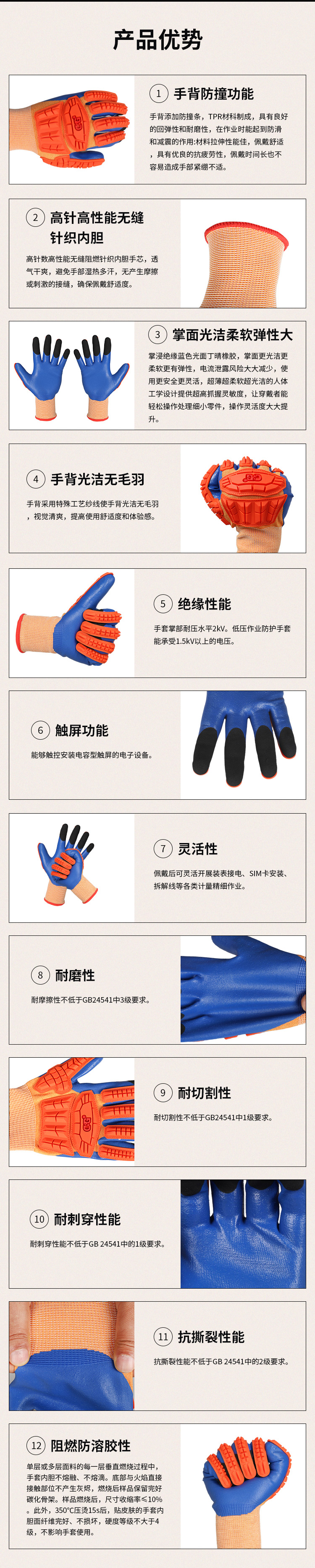 低压作业天辰注册手套（手背防撞设计款）